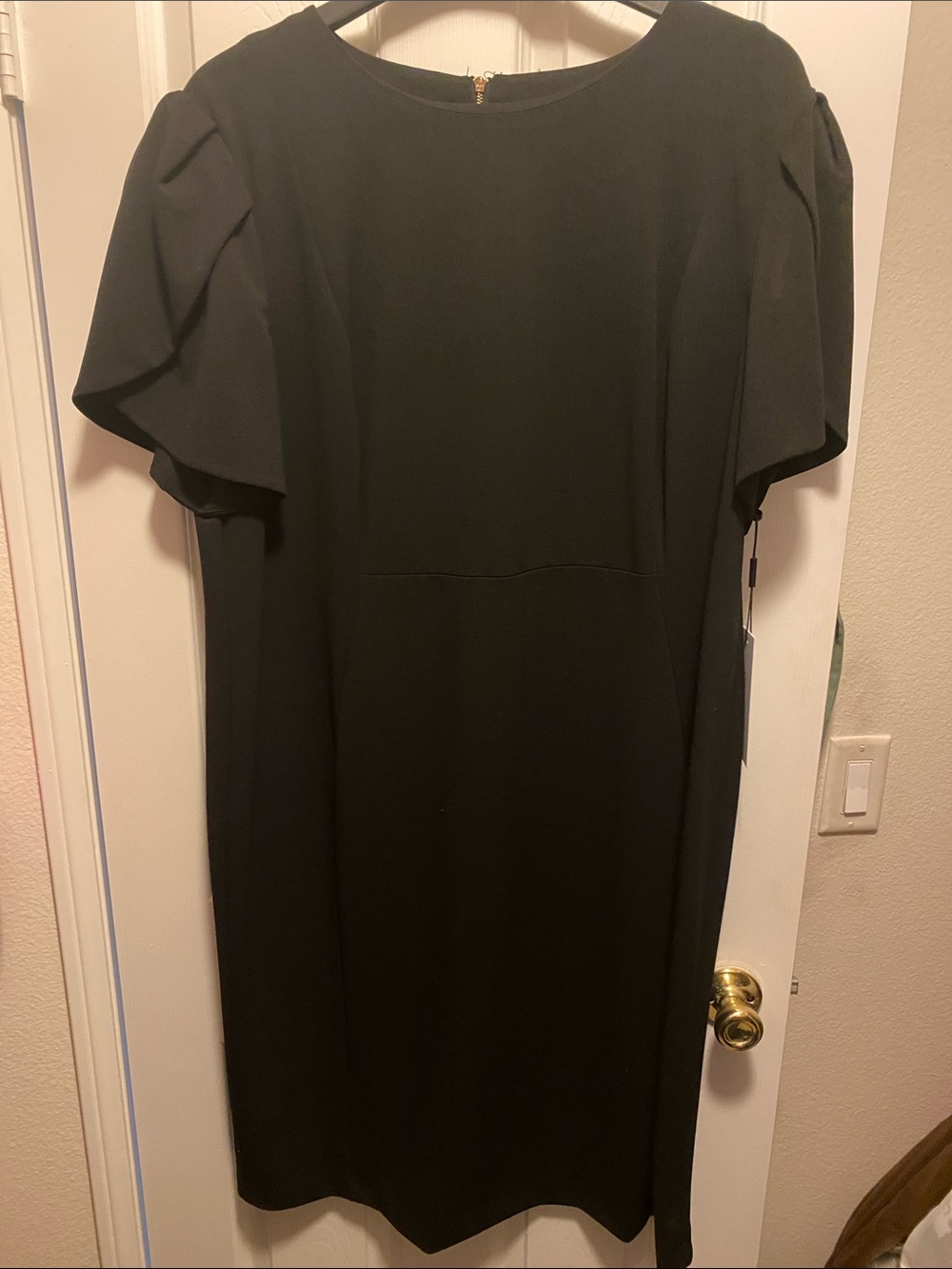 Calvin Klein Black Midi Dress with Flutter Sleeves